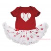 Valentine's Day Red Baby Bodysuit Red Lips Pettiskirt & Baseball Heart Print JS4594